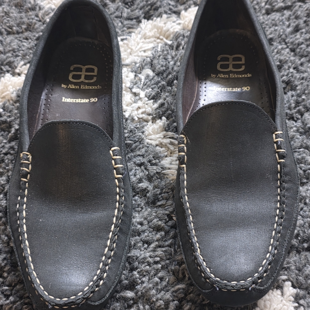 Allen Edmonds Interstate 90 Black Leather Slip-On Loafers